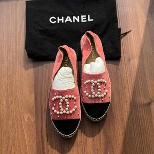 Chanel Espadrille Suede W Pearls